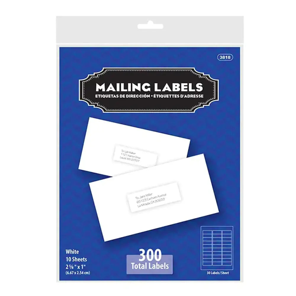 White Address Labels 1″ X 2 5/8″ (300/Pack) Anansi Digital