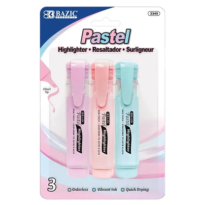 Pastel Highlighters w/ Pocket Clip (3/Pack) Anansi Digital